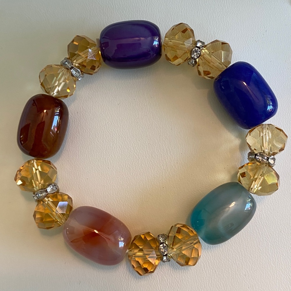 Vintage Multicolour Beaded Stretch Bracelet